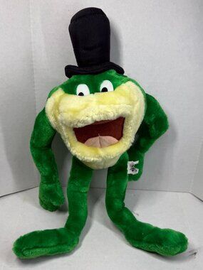 Vtg Warner Bros. Michigan J. Frog Looney Tunes Plush Toy, Green Yellow Black Hat
